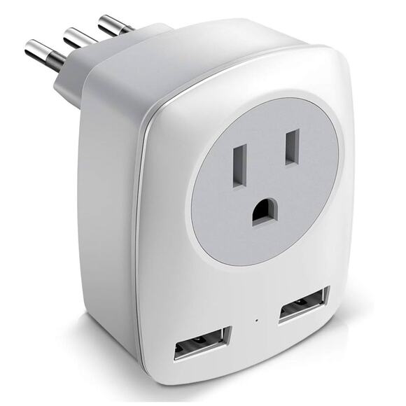 America to Italy Travel Adapter Plug (No for UK) L-Plug USB Wall Charger - Picture 1 of 9
